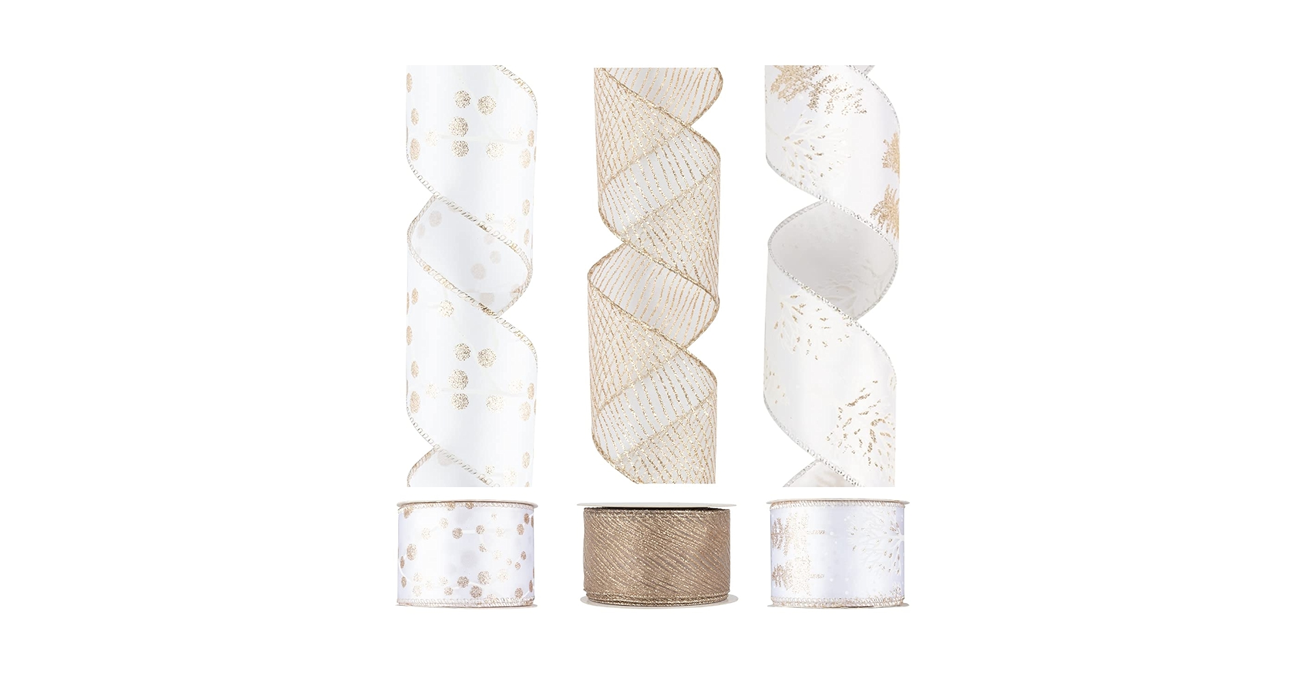 Amazon.com: KI Store Christmas Ribbon Wired White Champagne